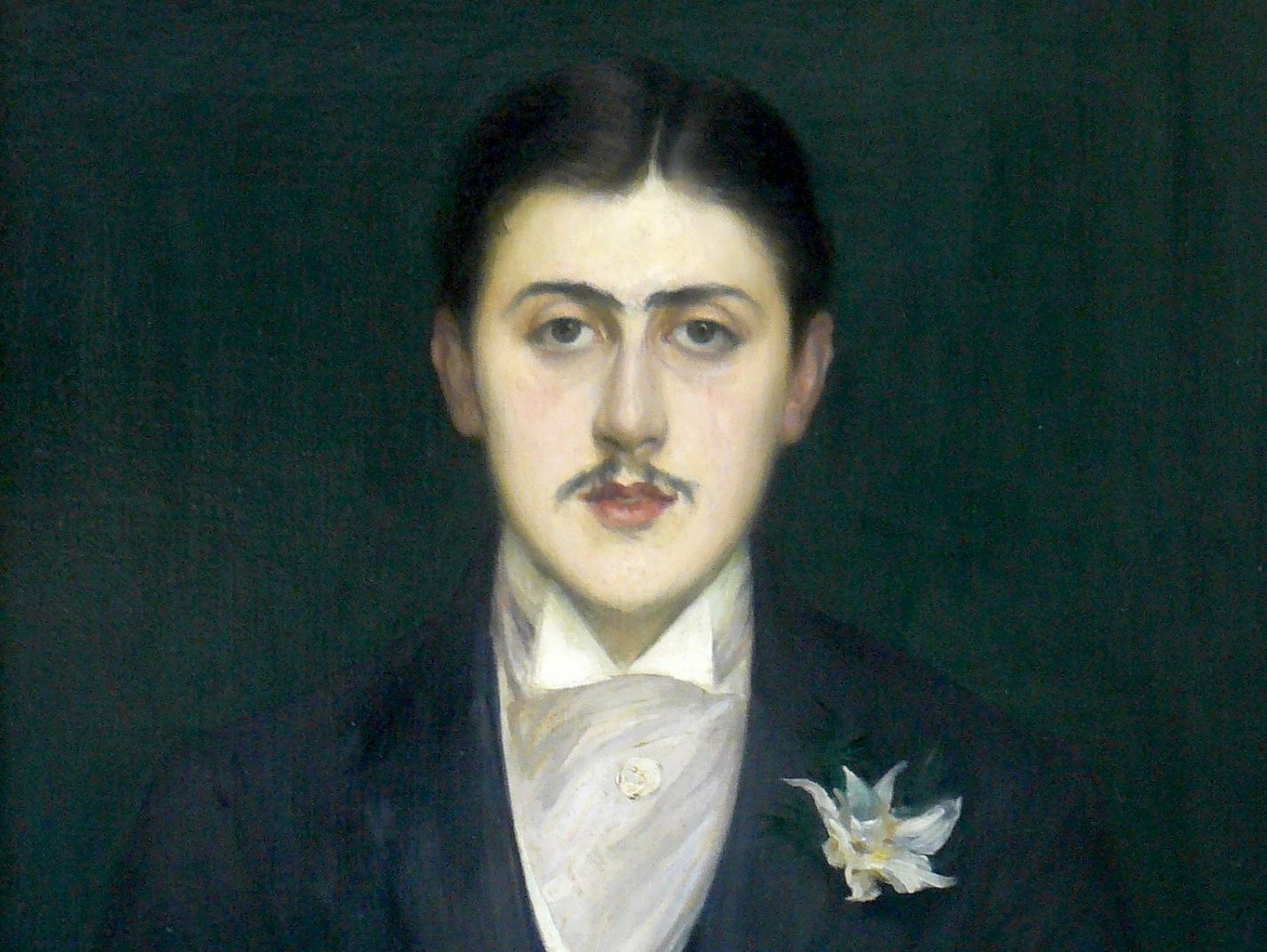 Bildnis des jungen Marcel Proust in Frack und mit Blume am Revers